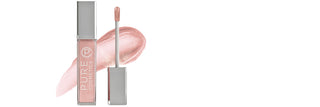 Nude Beach Lip Gloss with applicator and swatch, featuring Pure Cosmetics branding on a clean white background.