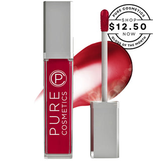 Pure Cosmetics Light Up Lip Gloss in shade Femme Fatale — a rich, bold red perfect for the holiday season. High-shine, long-wear gloss on $12.50 promo.