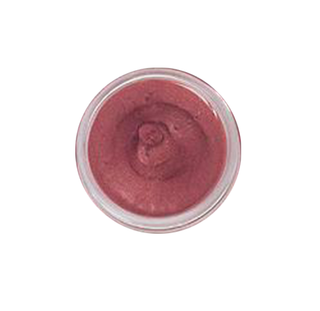 Close-up of Wine Berry Pure Illumination Lip Gloss Tester Pot in small jar on white background with burgundy hue & natural ingredients