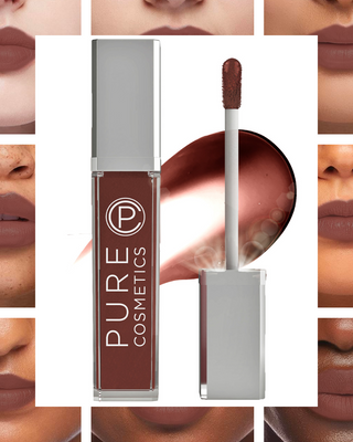 Diverse models wearing Down To Earth gloss with product tube and LED-lit wand featured in the foreground.