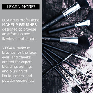 Pure Cosmetics' vegan professional makeup brushes for flawless makeup application. Cruelty-free, high-quality tools designed for artist