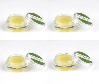 Image showing Pure Lano 4-count of the ultra-nourishing lip balm formula in a pot for flavor strawberry. 