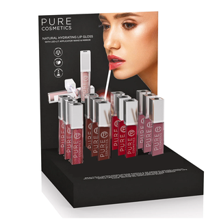 Pure Cosmetics Lip Gloss Display for Lanolin Gloss with Led Light and Mirror for Retail and Salon