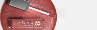 Pure Cosmetics Wineberry Light Up Lip Gloss on a glossy Bordeaux smear, featuring shimmer finish and LED wand applicator.