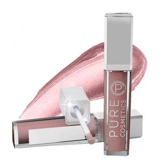Twist-top LED light-up lip gloss by Pure Illumination in a rich pink shade, perfect for enhancing lip moisture with lanolin & jojoba oil