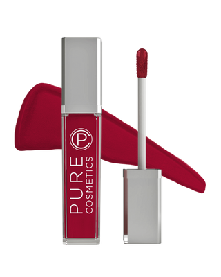 Pure Cosmetics Fenne Fatale Swatch & LED Light Up Lip Gloss & Mirror containing lanolin, for hydration, moisture in pigmented bold red