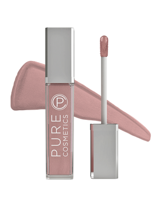 Pure Cosmetics In the Buff Swatch & LED Light Up Lip Gloss & Mirror containing natural oils for hydration, moisture in neutral Pink