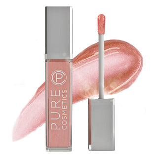 Pure Cosmetics LED Lit Lip Gloss & Mirror in Carribean Beach Swatch, hydrating long-lasting hydration & non-sticky lip conditioning