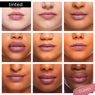 Image showcasing diverse group of Pure Cosmetics models wearing Light Up Lip Gloss in shade Classy - a neutral pink pigmented gloss.