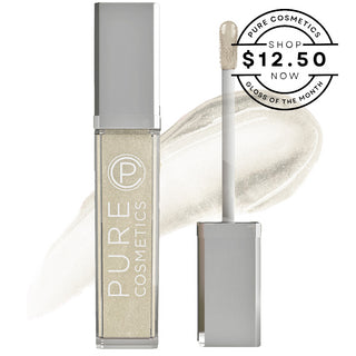 Pure Cosmetics Clear Light Up Lip Gloss – buttery yellow shimmer, built-in mirror and light, August special $12.50.