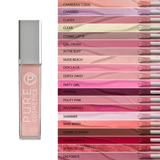 Pure Cosmetics Light-Up Lip Gloss offers 20 shades from sheer to high pigment in a tube with a light-up applicator for easy application.