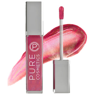 Pure Cosmetics Razzmatazz Swatch & LED Lit Lip Gloss & Mirror containing lanolin, jojoba oil for hydration, moisture & shiny lips in pink