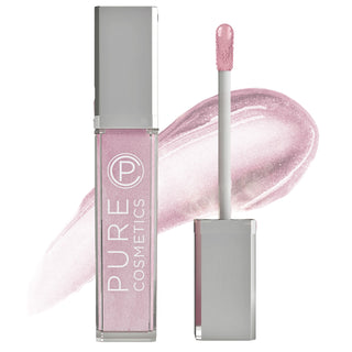 Pure Cosmetics LED Lit Lip Gloss & Mirror with Shimmer Shade Swatch, hydrating long-lasting, non-sticky makeup for chapped, dry lips