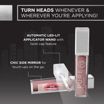 Pure Cosmetics - Natural Hydrating Lip Gloss - Twist Top - LED Lit Applicator wand and side mirror